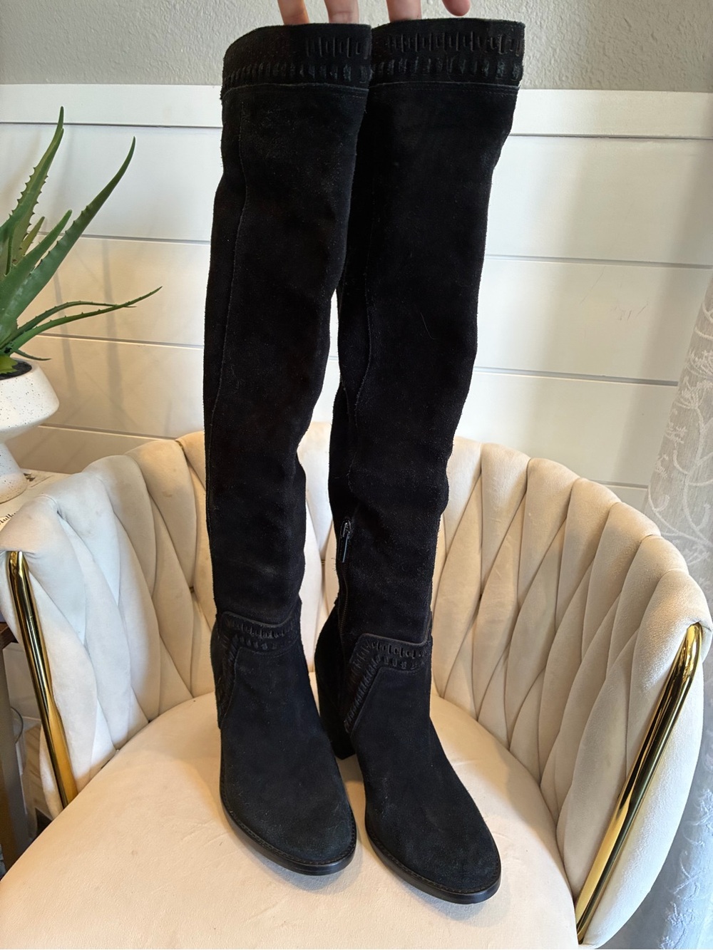 Vince Camuto Black Suede Over-the-Knee Boots